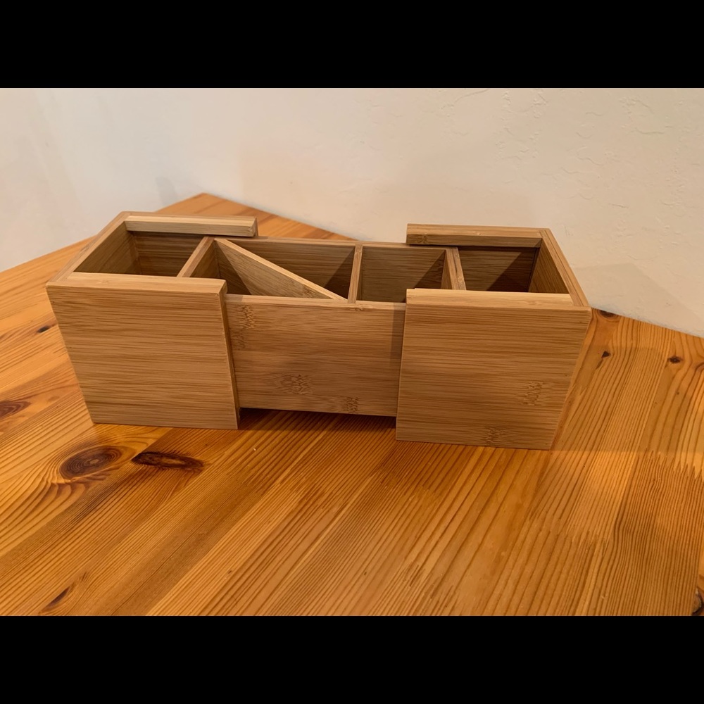 Expandable bamboo desk organizer, storage box